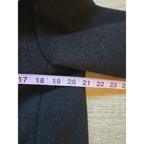 VINCE CAMUTO Wool Blend Striped Asymmetrical Hooded Long Coat Small Black Gray - Picture 13 of 16